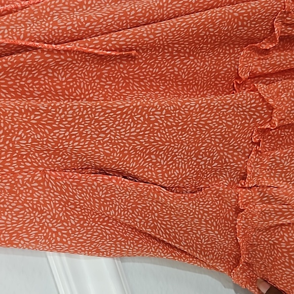 Abercrombie & Fitch Corset Tie Back Dress Orange White M - Picture 8 of 16